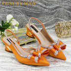 New Arrival Elegant African Party High-heeled Shoes Chain Decoration Trendy Women's Sandals Nigerian Women Wedding Pumps