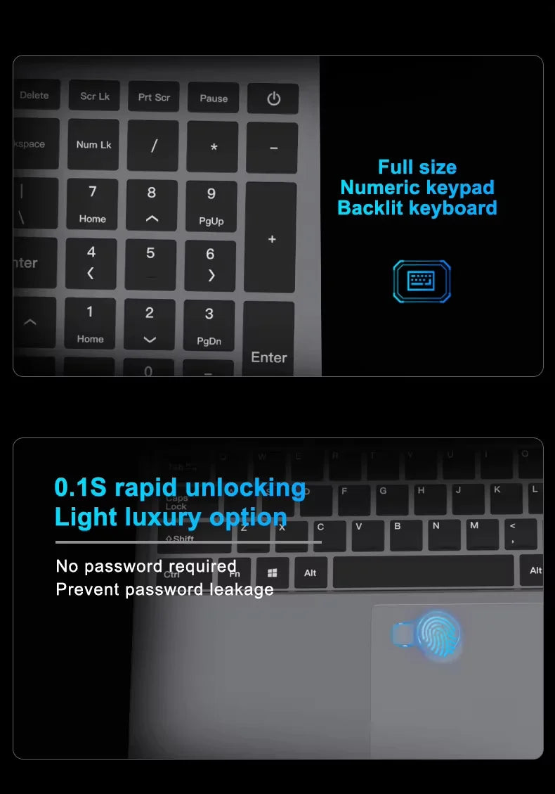 Windows 11 15.6" Ultra Slim Portable Laptop intel Core  i9-9900U 16GB RAM 1TB 2TB SSD Fingerprint Office Gaming Laptop PC