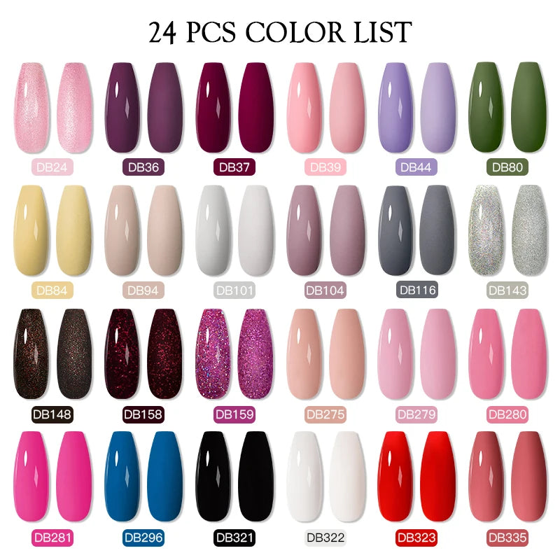 Mtssii 20/40/60Pcs Nail Gel Polish Set Kit Nude Pink Glitter Nail Art UV Gel Manicure Set Vernis Semi Permanent Base Top Coat