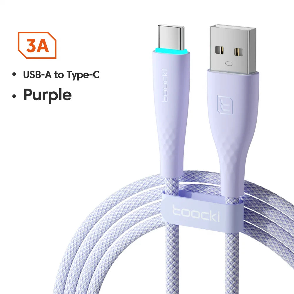Toocki USB Type C Cable Fast Charging 3A USB C Charger Cord Data Wire For Samsung S21 S20 Xiaomi Redmi Poco Mobile Phone Cable