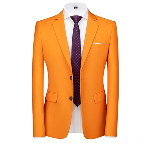 New Men Pure Color Formal Business Social Office Suit Slim Fit Jacket Male Wedding Dance Party Tuxedo Dress Simple Blazers Homme