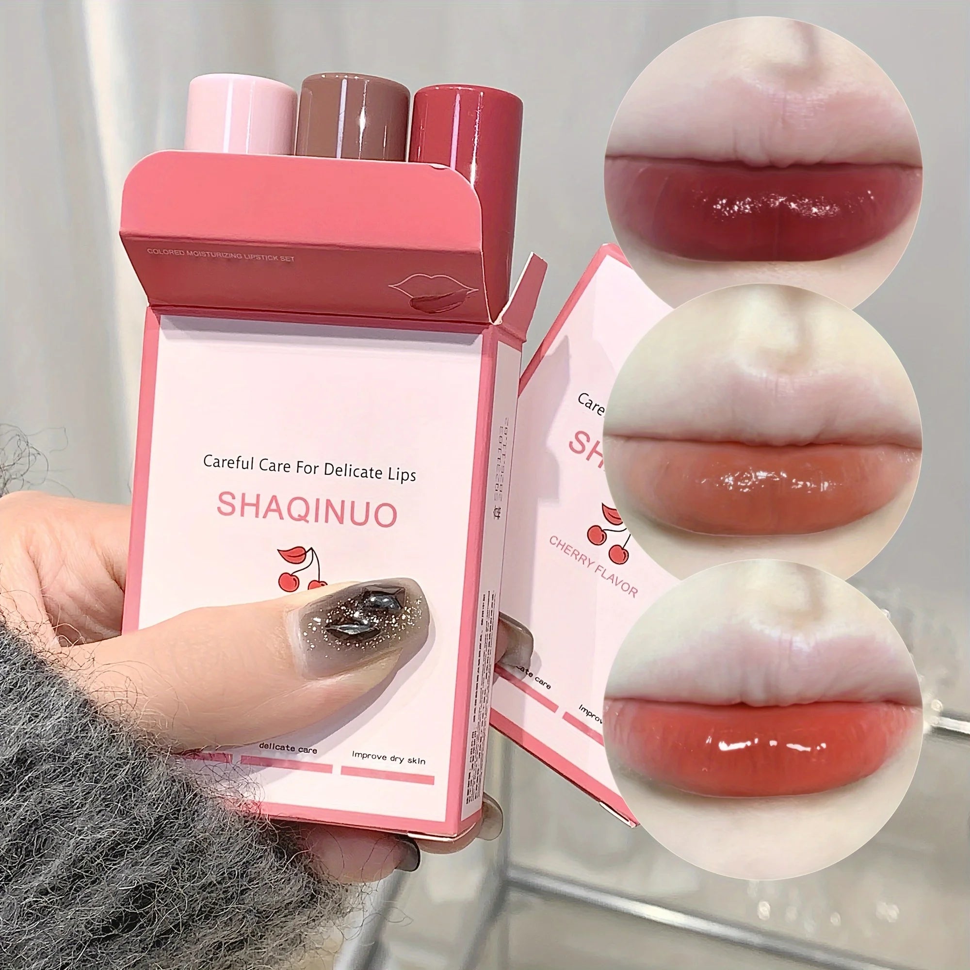 3pcs Moisturizing Lipstick Set Hydrating Tinted Lip Balm Soft And Tender Lip Dryness Improvement Plumping And Smooth Variety