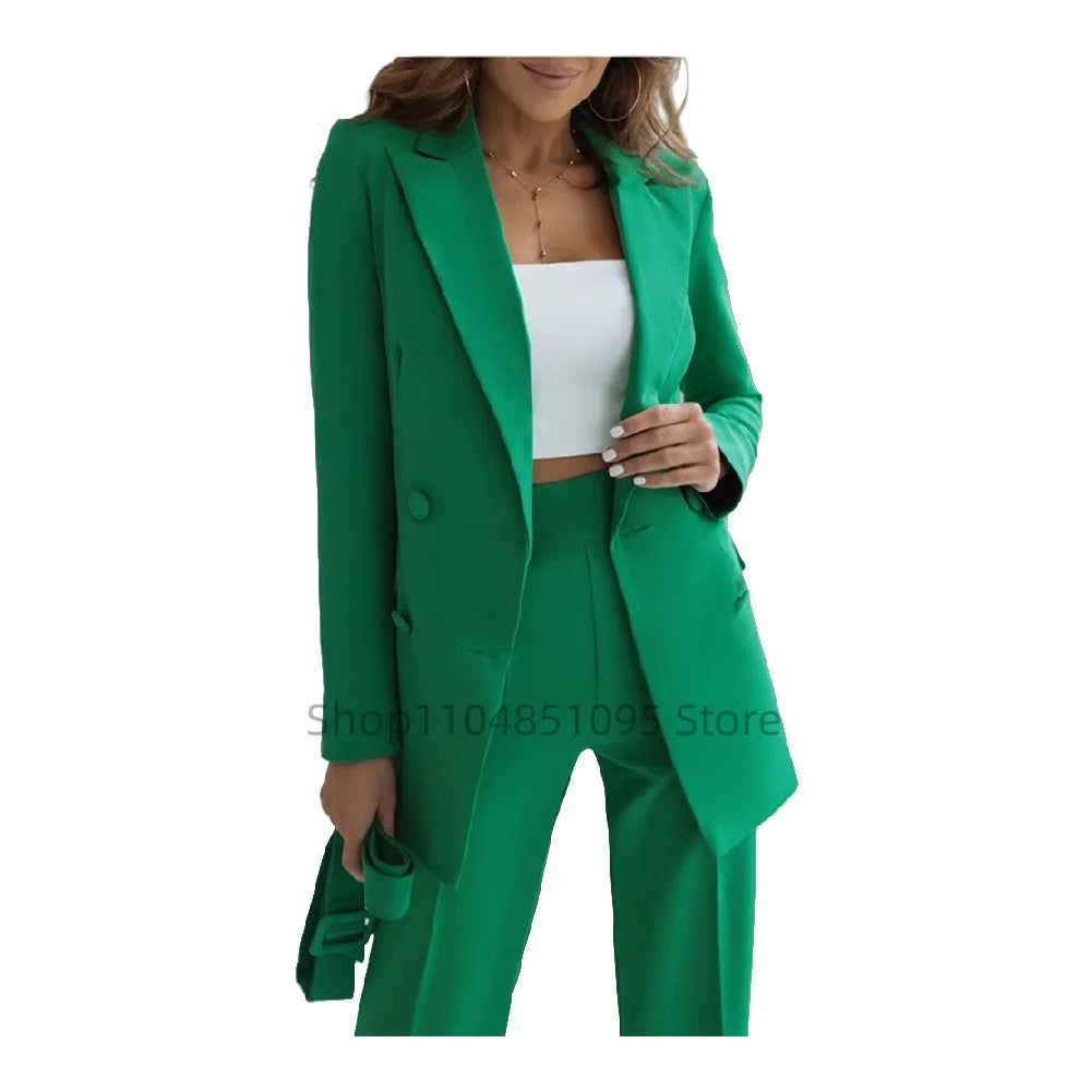 Pant Suits Outfit Womens Matching Sets Pants Elegant High Quality Double Breasted Blazer Suit Set Fashion 2 Pieces For Women