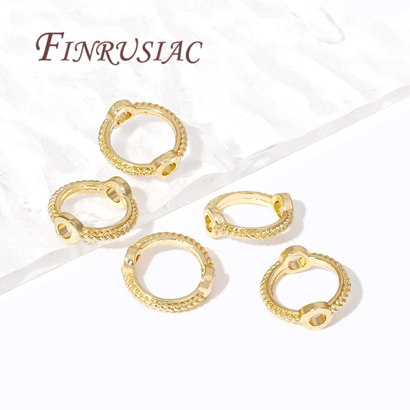 Multi Types 14K/18K Gold Plated Round Bead Frame,Brass Metal Circle Frame Connectors Spacers Beads,DIY Beading Jewelry Making
