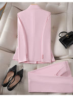 Women's Winter Retro Casual Irregular Suit Jacket Half Skirt Set Commuting Solid Double Breasted Suit Half Skirt Two-piece Set