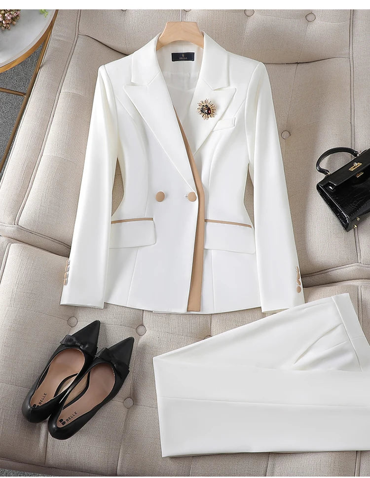 Women's Winter Retro Casual Irregular Suit Jacket Half Skirt Set Commuting Solid Double Breasted Suit Half Skirt Two-piece Set