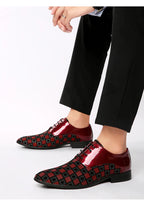 Elegant Red Men's Casual Leather Shoes Pointed-Toe Lace-up Men's Dress Shoes Comfortable Formal Shoes zapatos de vestir hombre