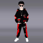 2025 autumn winter children Boy Clothes Teenager tracksuit letters Hooded Top Shirts Sweatshirt + Ankle-tie Pant 8 10 11 12 year