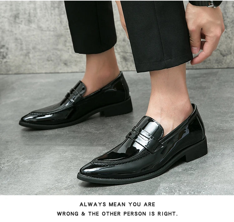Wedding Leather Shoes For Men Classic Casual Business Shoes Male Green Loafers Social Party Purple Leather Oxford Shoes Man