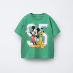 1-7 Age Disney Cartoon T-shirt 2026 Summer New Kids Clothing Short Sleeve Tops Tees Fashion Casual O-neck Pullover Tshirts