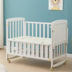 New 3 in 1 White Solid Wood Kids Cribs Adjisuable Wooden Baby Cot Bed With Net for New Born