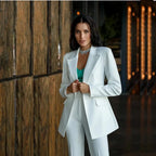 Women Suit 2 Pieces Royal blue Single Button Solid Slim For Wedding Business Work Office Daily Commute Casual Set Blazer+ Pant