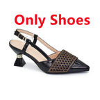Shoe and Bags for Women Nigeria Party Women Nigerian Italian Shoes and Bags Set with Rhinestone Elegant Woman Heeled Pumps
