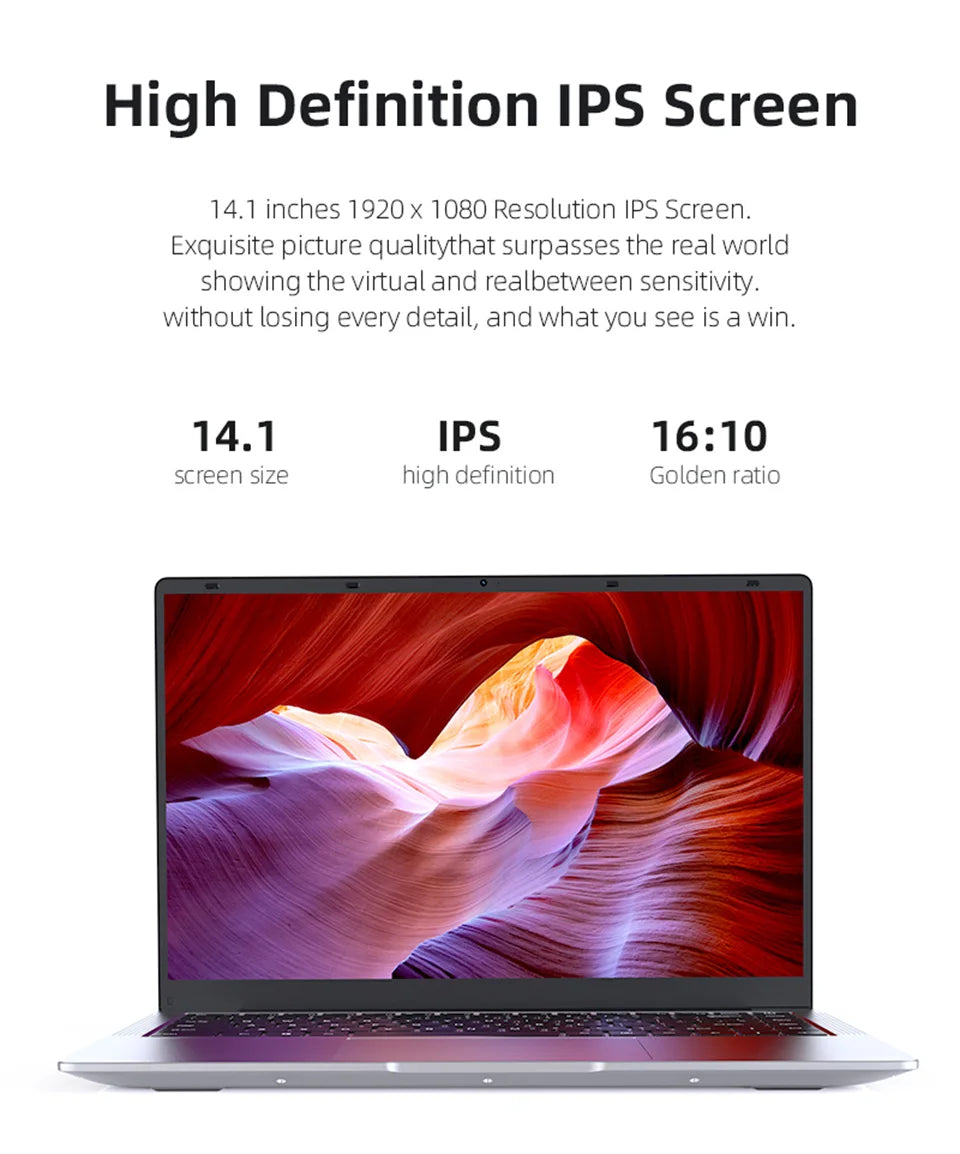 Laptop Computer Windows 11 Pro Intel Atom A3950 2025 Notebook PC 12GB RAM 512GB 1TB 2TB SSD 1920*1080P Office Study Computer