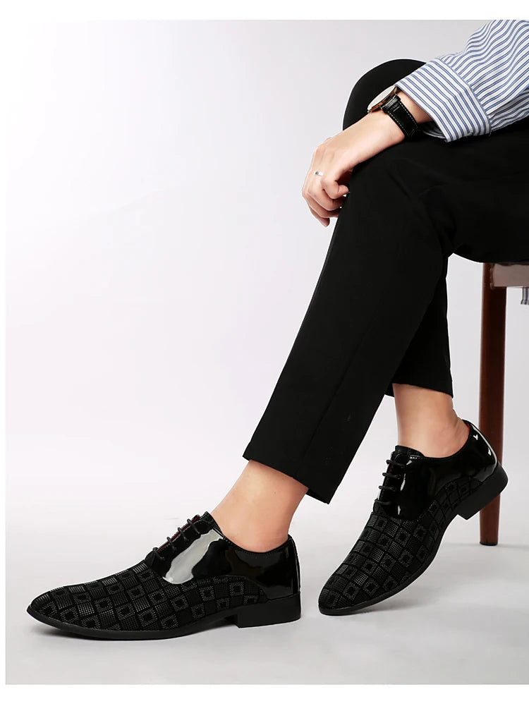 Elegant Red Men's Casual Leather Shoes Pointed-Toe Lace-up Men's Dress Shoes Comfortable Formal Shoes zapatos de vestir hombre