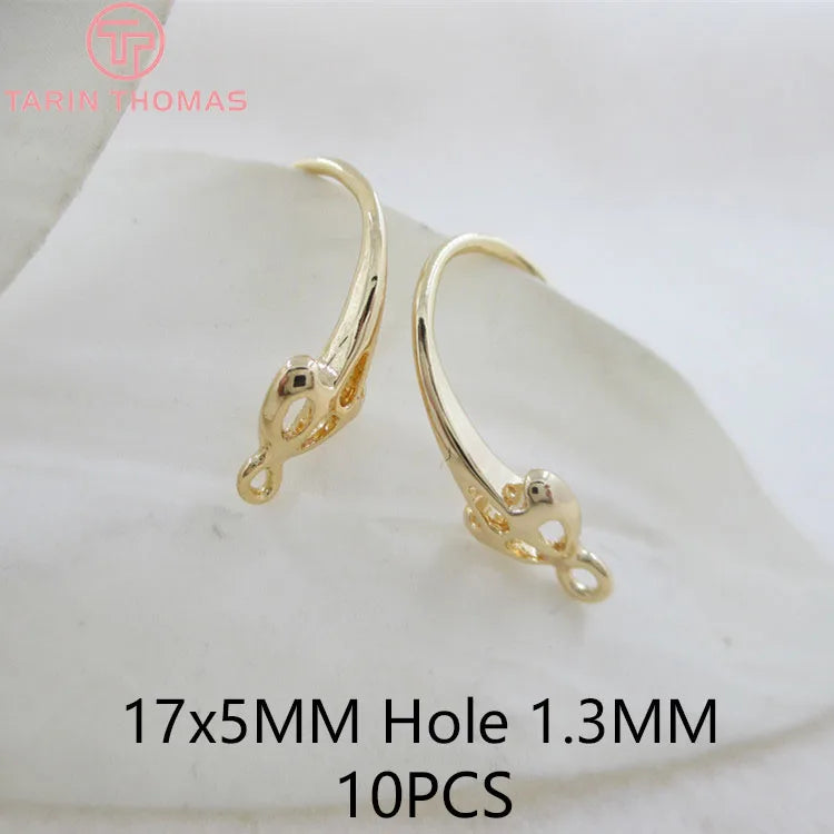 (1941) 20MM 24K Gold Color Plated Carved Earring Hook Jewerly Making Diy Jewelry Findings Accessories