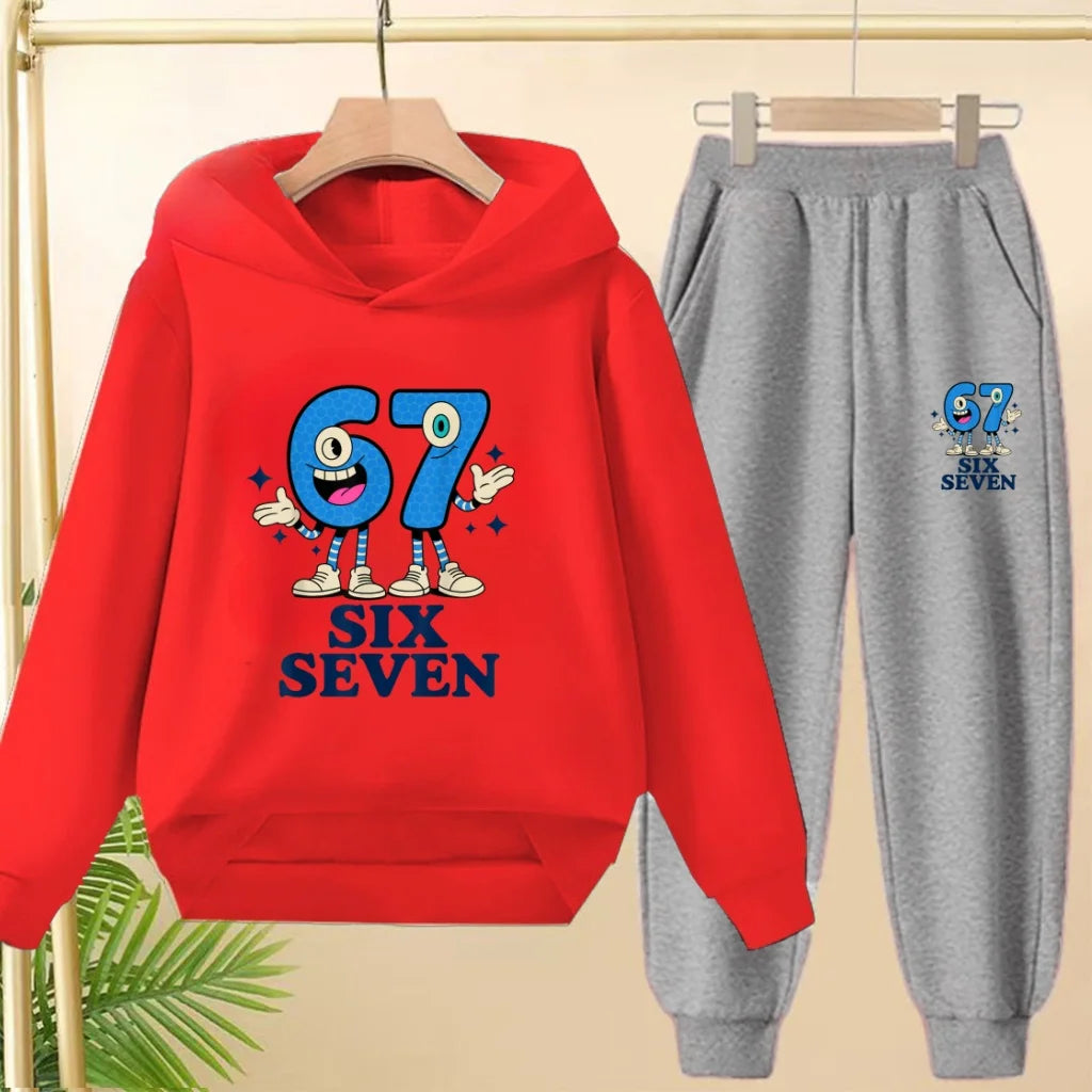 Kids Leisure Clothes Boy Girls Spring Hoodie 67 six seven Print Graphic Children Clothing 3 To 12 Age Comfortable Sportswear Set