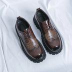 Fashion Patent Leather Men's Formal Shoes Comfortable Platform Luxury Genuine Leather New Elegant Man Wedding Social Derby Shoes