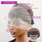 Human Hair 13x4 Short Pixie Cut Lace Front Wig for Women Black Pixie Cut Transparent Frontal Wig Layered Straight Pixie Cut Wigs