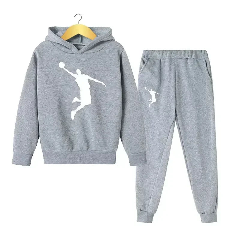 Autumn and Winter Children's Fashion Sports Hoodie+Pants Set for Boys and Girls Aged 4-14, Casual and Comfortable 2-piece Set