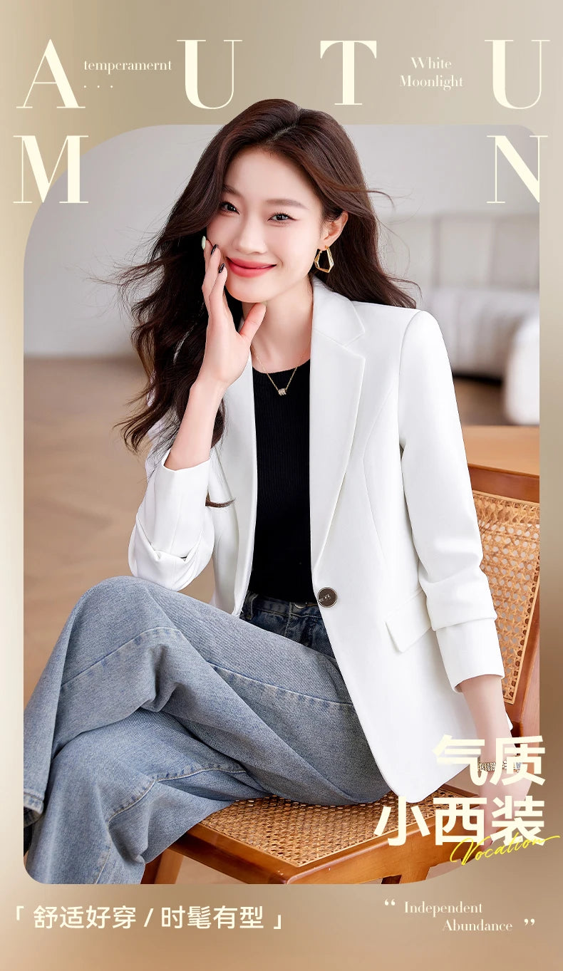 Bright Red Women's Suit Jacket, Stylish Fitted Coat, Black Asian-sized Young Girl Blazers. New 2026