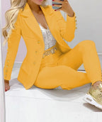 Women's Autumn Clothes Two Piece Set Female Coats and Pants Fashion Versatile Casual Long Sleeve Jacket and Trousers Suit 2023