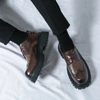 Fashion Patent Leather Men's Formal Shoes Comfortable Platform Luxury Genuine Leather New Elegant Man Wedding Social Derby Shoes