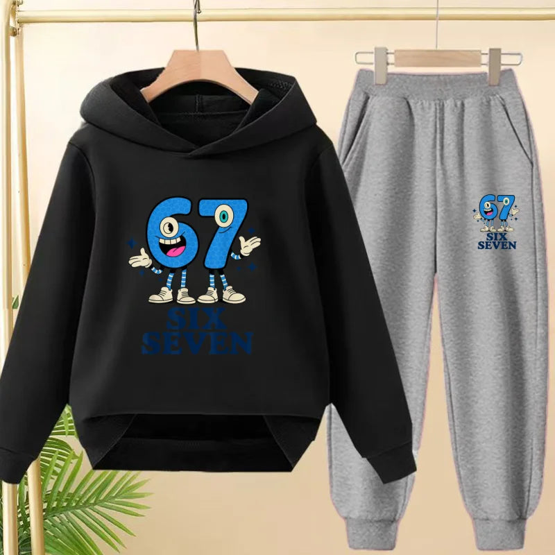 Kids Leisure Clothes Boy Girls Spring Hoodie 67 six seven Print Graphic Children Clothing 3 To 12 Age Comfortable Sportswear Set