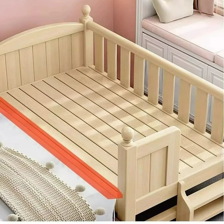 Customizable Splicing Bed Wide Bedside Artifact Baby Flat Bed Adjustable Solid Wood Children's Crib for Boys and Girls