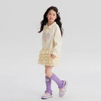 2025 New Autumn heart Teens Girls Cloth long sleeve T-Shirt Pleated splicing princess dress Children Tiered Skirt 5 12 14 year