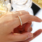 14K 18K Gold Plated Ring S925 Silver Pave Ring White Moissanite Ring Round Brilliant Cut Party Wedding Engagement Jewelry Gift