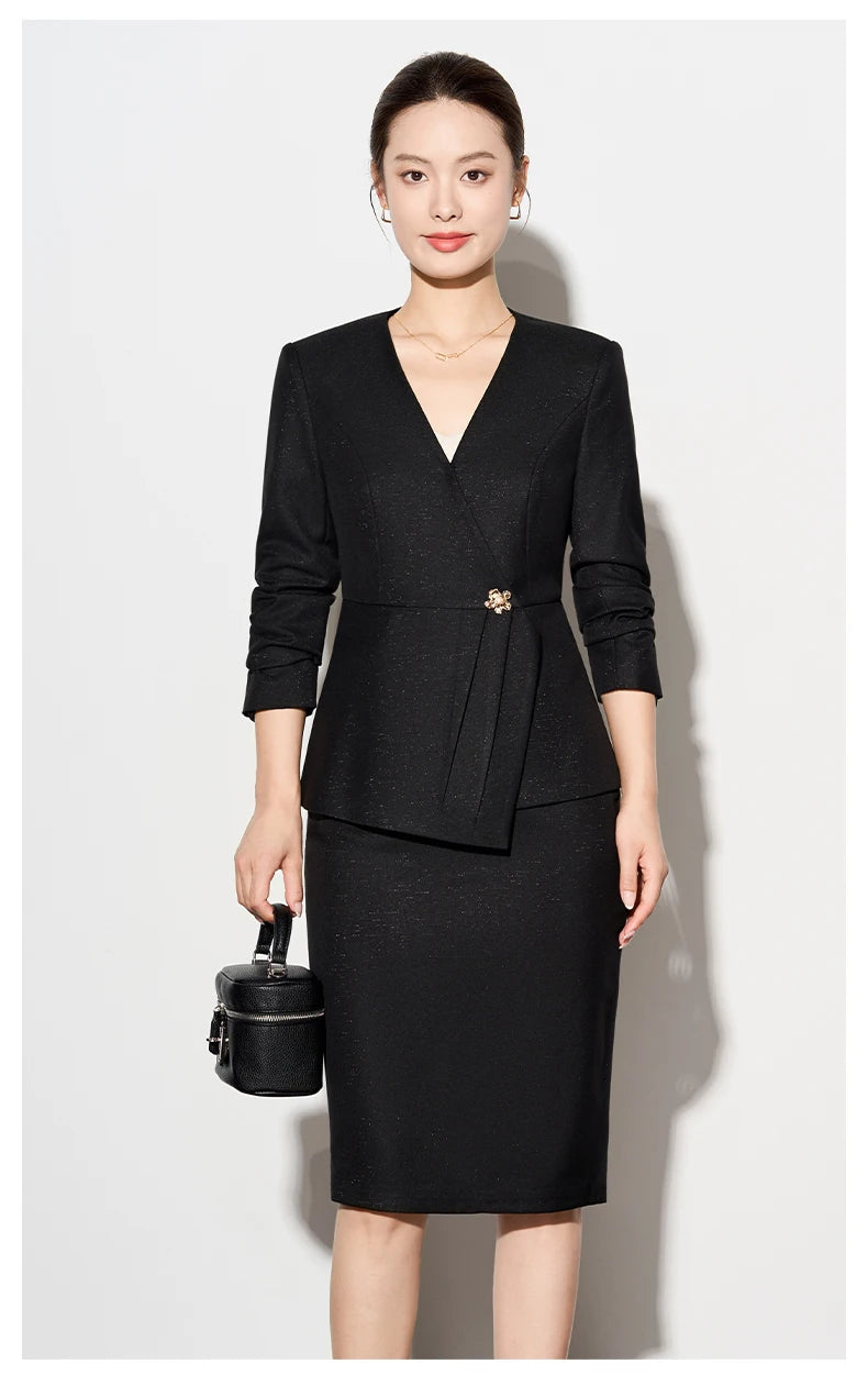 ZJYT Autumn 2025 Women Blazer Skirt Suit 2 Pieces Matching Sets Korean Fashion Office Lady Outfit Business Commuter Work Wear