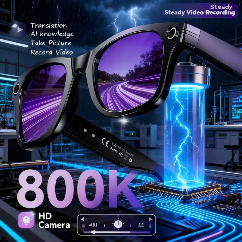 Smart Glasses AI GPT 8K HD Camera Bluetooth Call 260Mah Battery Voice Assistant Translate Identify Objects Smart Glasses