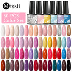 Mtssii 20/40/60Pcs Nail Gel Polish Set Kit Nude Pink Glitter Nail Art UV Gel Manicure Set Vernis Semi Permanent Base Top Coat