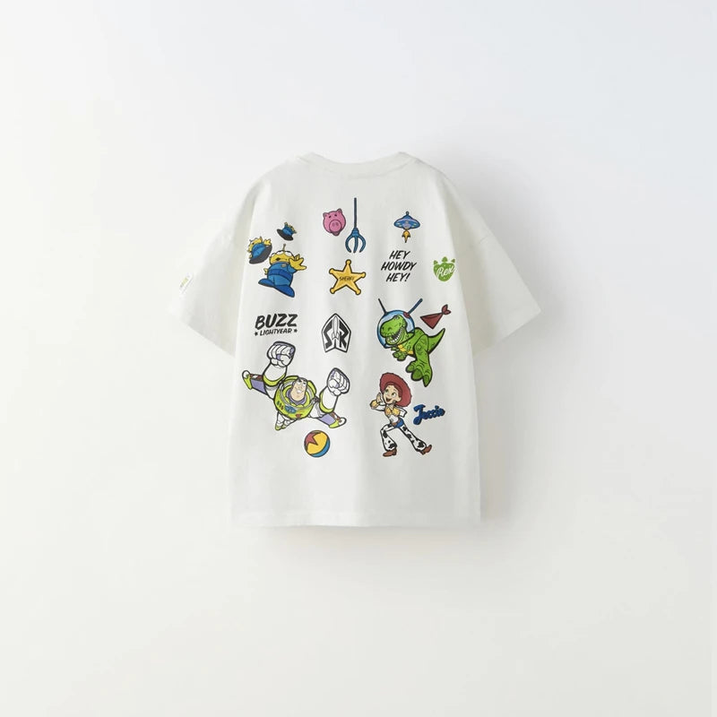 1-7 Year Old Kids Clothes T-shirt Cartoon Printed Fashion Short Sleeved Tops Tees Children's Wear Casual O-neck Boy's T Shirts
