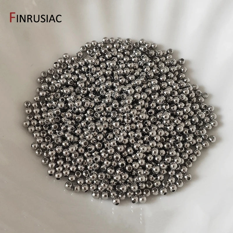 14k/18k real gold plated Round 2/2.5/3/4/5/6mm Spacer Beads For Jewelry making Beads Accessories Findings Wholesale