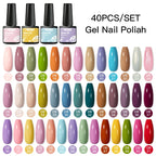 Mtssii 20/40/60Pcs Nail Gel Polish Set Kit Nude Pink Glitter Nail Art UV Gel Manicure Set Vernis Semi Permanent Base Top Coat