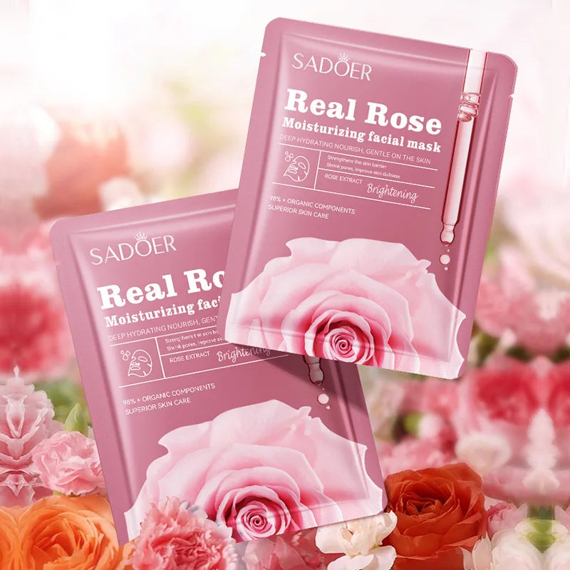 10pcs SADOER Fruit Floral Fragrance Face Mask Moisturizing Anti Wrinkle Hydrating Chamomile Blueberry Facial Masks Skin Care