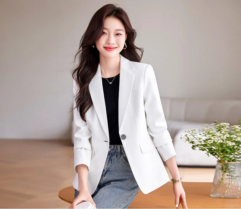 Bright Red Women's Suit Jacket, Stylish Fitted Coat, Black Asian-sized Young Girl Blazers. New 2026