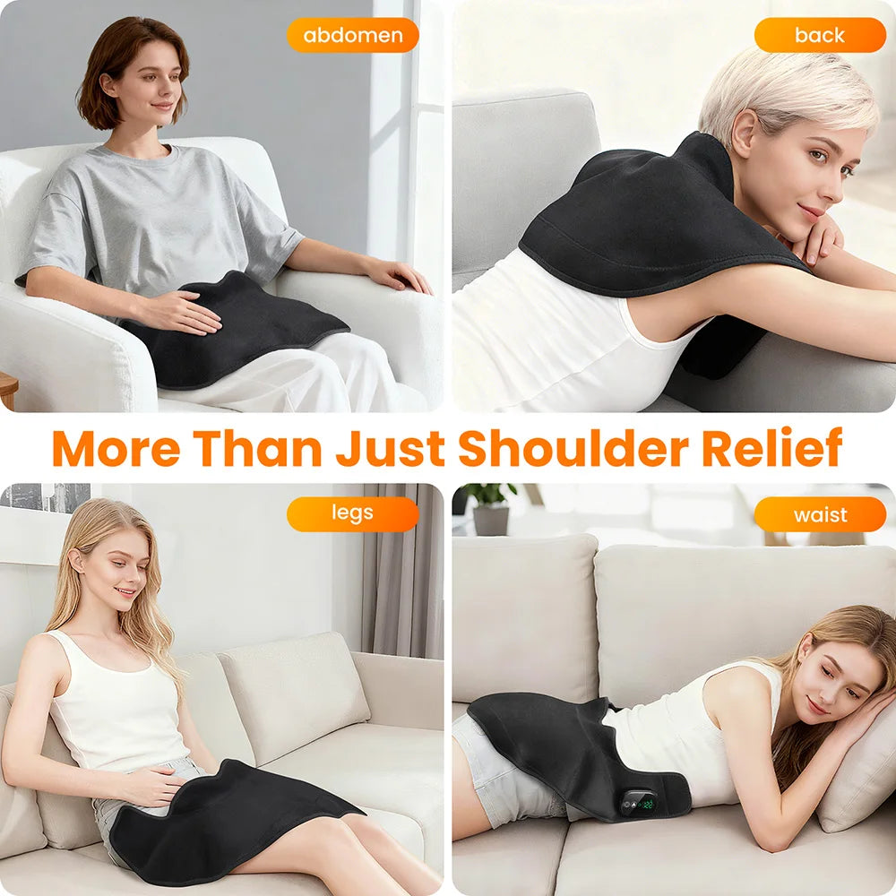 Cordless Heating Shoulder Neck Pad With Ajustable 4 Level Heated 5 Level Timer Electric Shoulder Neck Hot Compress Warm Winter