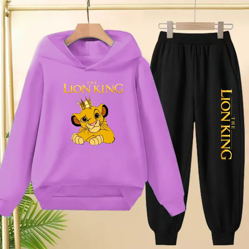 Kids Hoodie Girls Boys Clothing Lion Simba Hoodies Autumn Winter Top+Pants Aged 3 to 14 Children's Suit Tracksuit Sportwear Sets