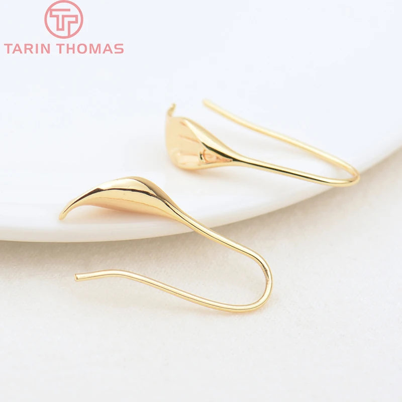 (1941) 20MM 24K Gold Color Plated Carved Earring Hook Jewerly Making Diy Jewelry Findings Accessories