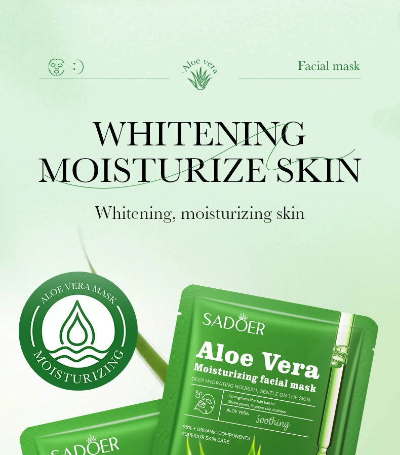 10pcs SADOER Fruit Floral Fragrance Face Mask Moisturizing Anti Wrinkle Hydrating Chamomile Blueberry Facial Masks Skin Care