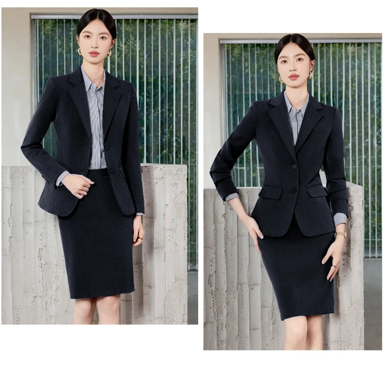 AIyssa Fashionable professional women's clothing, high-quality two-piece suit jacket + skirt. Sophisticated and elegant