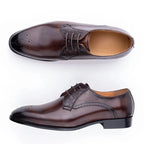 Luxury Mens Leather Shoes Fashions Genuine Leather Elegant Dress Derby Formal Shoe Casual Business Party Leather Shoes Coffee