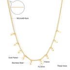 LUXUKISSKIDS Trendy Korean 5 Stars Charms Clavicle Choker Steel Fairy Woman Eight-Pointed Star with Shiny Zirconia Neck Collier