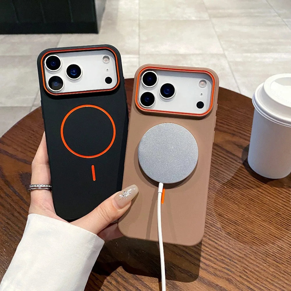 Luxury Magnetic Matte Soft Phone Case For iPhone 17 Pro Max Air 16E 15 14 13 12 11 17 shockproof magsafe Wireless Charging Cover