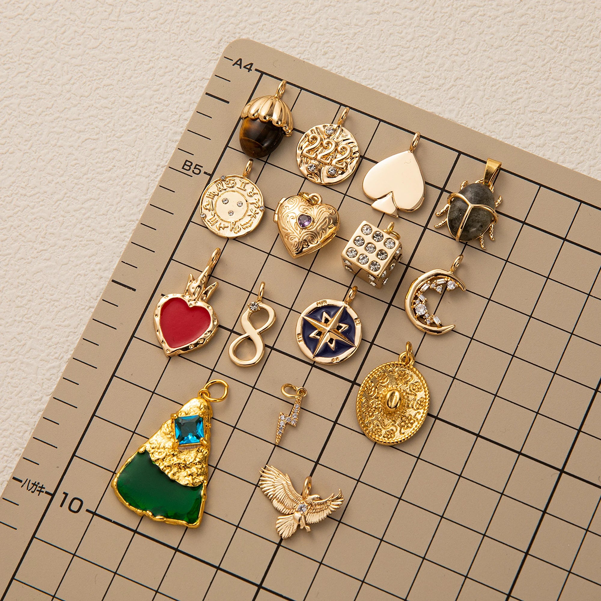 1pc plated 18K gold pendant, various styles, DIY jewelry accessories