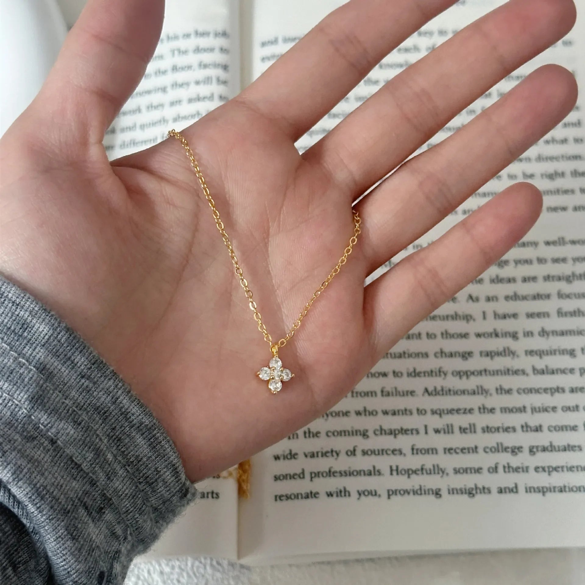 14K Gold/Silver Plated Flower Bracelets for Women Cubic Zirconia Four Clover Leaf Charm Dainty Bracelets Shiny Jewelry Gifts