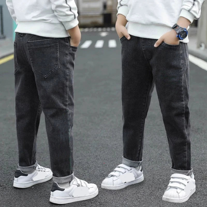 3-12 Years Old Spring Autumn Boys Jeans Fashion Splicing Slim Fit Style Long Denim Pants For Kids Children Trousers